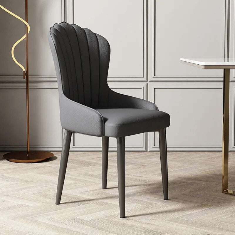 (671) Luxury Shell Shape Leather Dining Chair