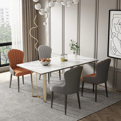 (671) Luxury Shell Shape Leather Dining Chair