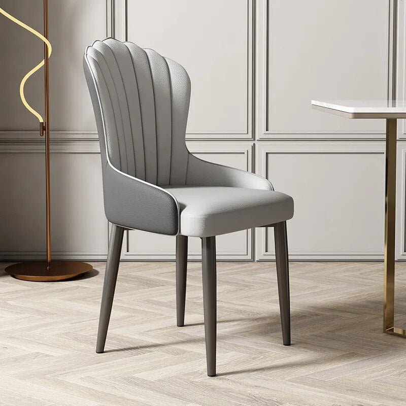 (671) Luxury Shell Shape Leather Dining Chair