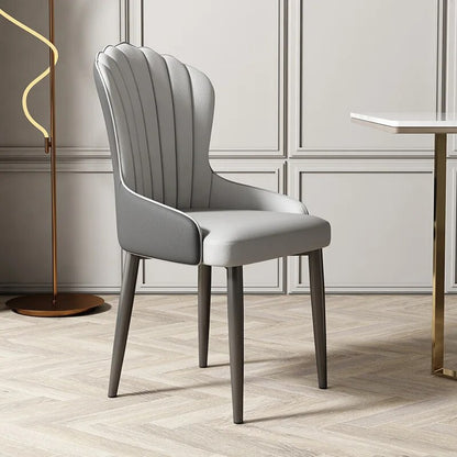 (671) Luxury Shell Shape Leather Dining Chair