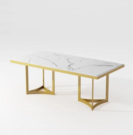 Real Marble Dining Table With Golden Leg 2.1x1.1M