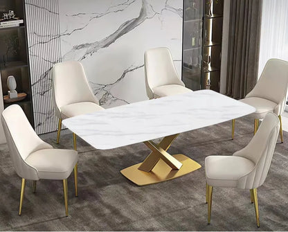 Real Marble Dining Table w/ X Shape Leg