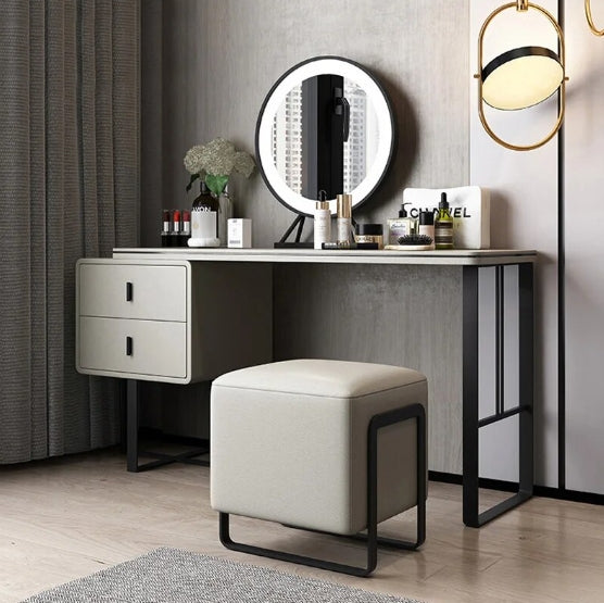 Eclectic Elegance Light Vanity Set with Nordic and Postmodern Flair White Mirror