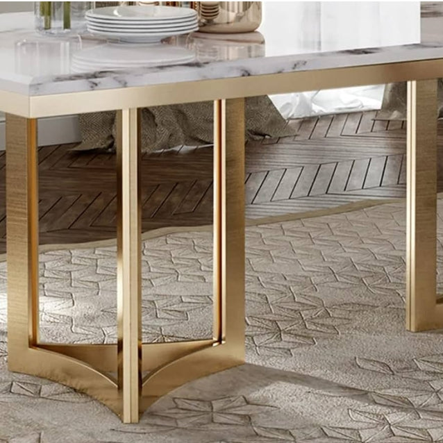 Real Marble Dining Table With Golden Leg 2.1x1.1M