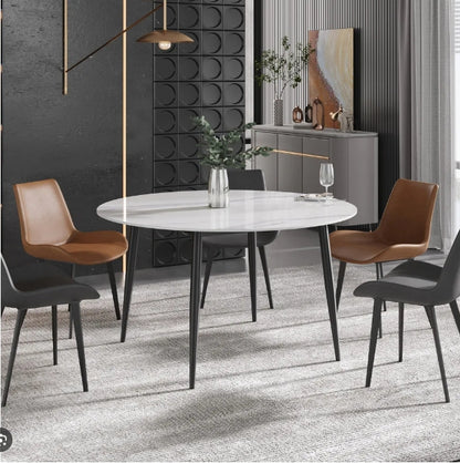 Artificial Marble Round Dining Table w/ Traditional Leg