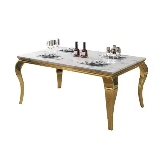 Luxury Marble Dining Table Stainless Steel Gold Leg Frame