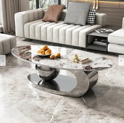 (713) Artificial Marble Oval/Round Coffee Table