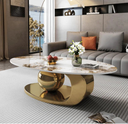 (713) Artificial Marble Oval/Round Coffee Table