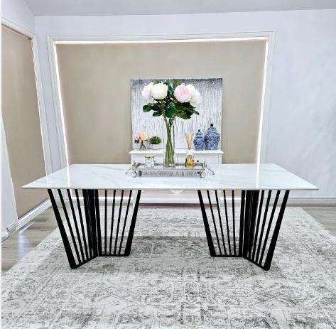 Real Marble Dining Table with Gold /black base