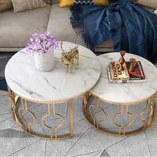 Real Marble Grand Coffee Table Gold Leg