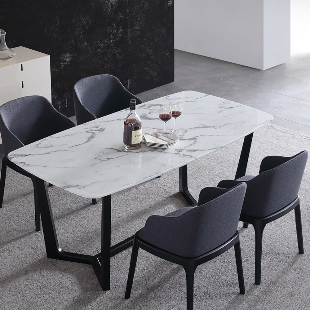 (615) Real Marble Dining Table w/ Y Shape Leg