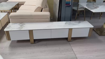 (721) Artificial Marble TV Unit w/ Round Coffee Table