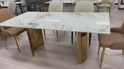 (839) Sintered Stone Dining Table w/ Half Circle Shape Leg